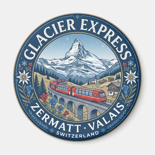 Aimant Itinéraire du Glacier Express en Suisse (Devant)