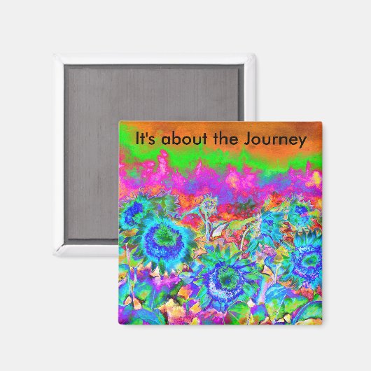 Aimant It's about the Journey Sunflower Fields  - Blue (Recto/Verso)