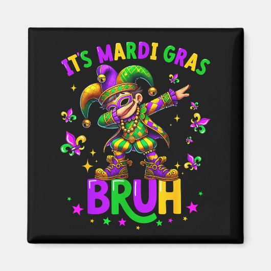 Aimant It's Mardi Gras Bruh Dabbing Leprechaun Jester New (Devant)