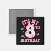 Aimant It's My 8th Birthday Nk Coquette Bow 8 Year Old Bi (Recto/Verso)