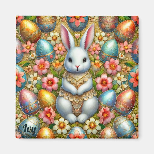 Aimant IVY ~ Lapin de Pâques et Œufs ~ (Devant)
