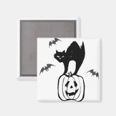 Aimant Jack-o'-lantern Black Cat Citrouille Halloween eff (Recto/Verso)