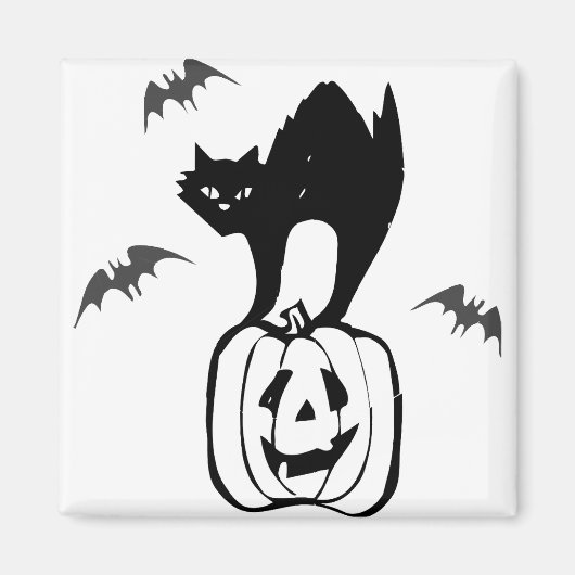 Aimant Jack-o'-lantern Black Cat Citrouille Halloween eff (Devant)