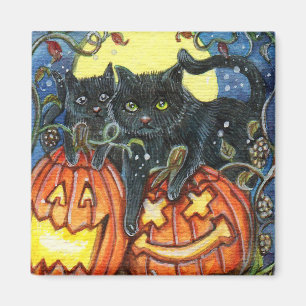 Aimant Jack-O'Lantern et Chats noirs