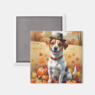 Aimant Jack Russell À L'Automne Laisse L'Art Thanksgiving