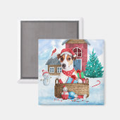 Aimant Jack Russell Chien dans la neige Maison de chien d (Recto/Verso)