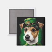 Aimant Jack Russell Chien en robe de fête St. Patrick (Recto/Verso)