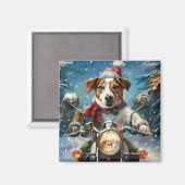 Aimant Jack Russell Chien équitation Moto Noël (Recto/Verso)