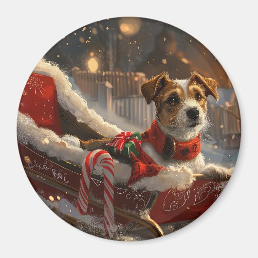 Aimant Jack Russell Chien Festive de Noël (Devant)