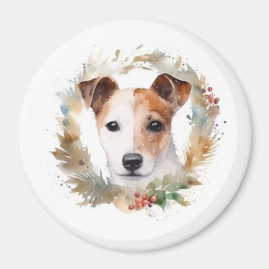 Aimant Jack Russell Christmas Wreath Festive Pup (Devant)