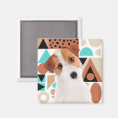 Aimant Jack Russell Terrier Chien Orange Géométrique (Recto/Verso)