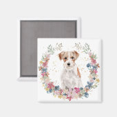 Aimant Jack Russell Terrier Fleurs de printemps Wreath (Recto/Verso)