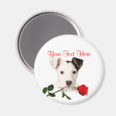 Aimant Jack Russell Terrier Rouge Rose Valentine Design (Recto/Verso)
