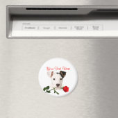 Aimant Jack Russell Terrier Rouge Rose Valentine Design (In Situ (Lave-vaisselle))