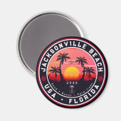 Aimant Jacksonville Beach Floride tropical Retro Sunset (Recto/Verso)