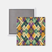 Aimant Jacquard Mardi Gras jaune violet vert (Recto/Verso)