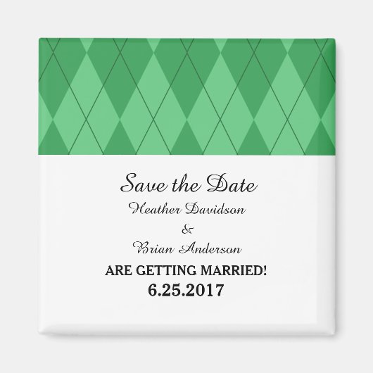 Aimant Jacquard vert Enregistrer l'aimant de date (Devant)