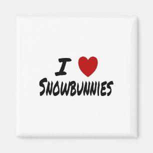 Aimant J'adore (aime) les Snowbunnies Skiant Snowboard At