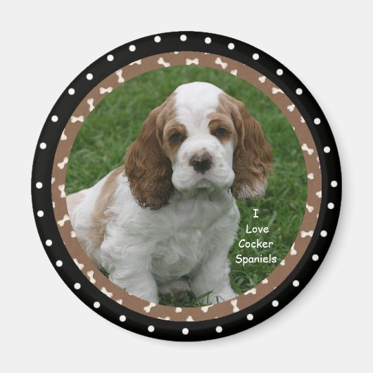 Aimant J'adore Cocker Spaniel Dogs (Devant)