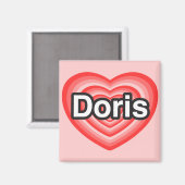 Aimant J'adore Doris. Je t'aime Doris. Cœur (Recto/Verso)