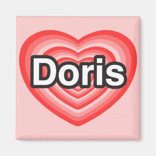 Aimant J'adore Doris. Je t'aime Doris. Cœur (Devant)