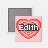 Aimant J'adore Edith. Je t'aime Edith. Cœur (Recto/Verso)