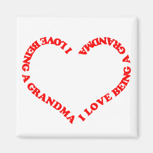 Aimant J'adore être une grand-mère, design Cœur Rouge pou