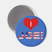 Aimant J'adore JOE! Sur fond bleu avec drapeau (Recto/Verso)