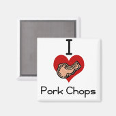 Aimant J'adore la côtelette de porc (Recto/Verso)