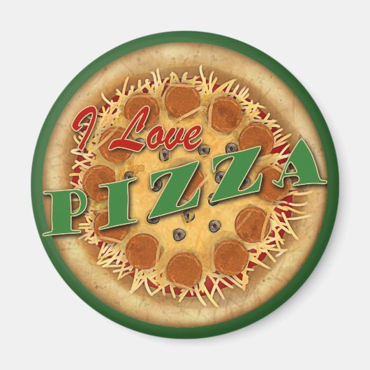 Aimant J'adore la pizza (Devant)
