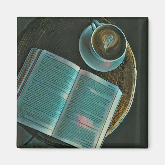 Aimant J'adore le café et les livres (Devant)
