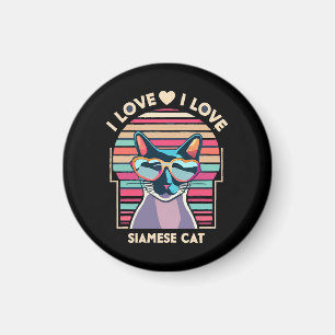 Aimant J'adore le chat siamois