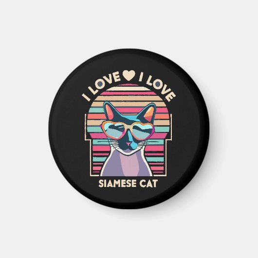 Aimant J'adore le chat siamois (Devant)