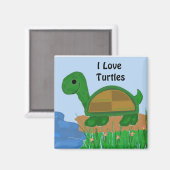 Aimant J'adore le design de tortues (Recto/Verso)