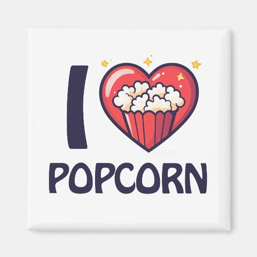 Aimant J'adore le pop-corn (Devant)