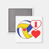 Aimant J'adore le volley-ball (Recto/Verso)