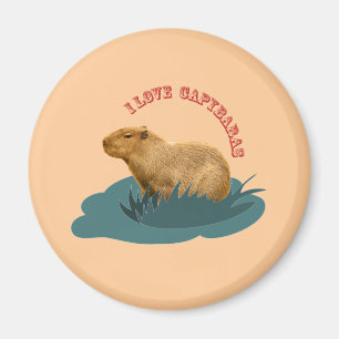 Aimant J'adore les capybaras Amoureux de capybara mignon