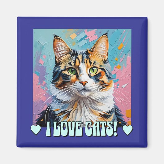 Aimant J'adore les chats ! (Devant)