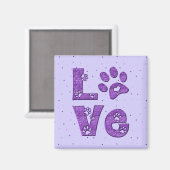 Aimant J'adore les chats - violet (Recto/Verso)