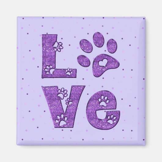 Aimant J'adore les chats - violet (Devant)