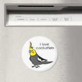 Aimant J'adore les cockatiels gris normal (In Situ (Lave-vaisselle))