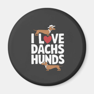 Aimant J'adore les dachshunds Graphique amusant pour les