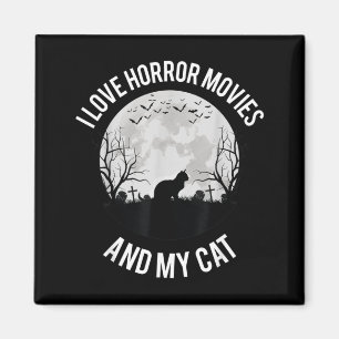 Aimant J'adore les films d'horreur et mon chat