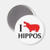 Aimant J'adore les hippopotames (Recto/Verso)