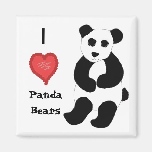 Aimant J'adore les pandas (Devant)