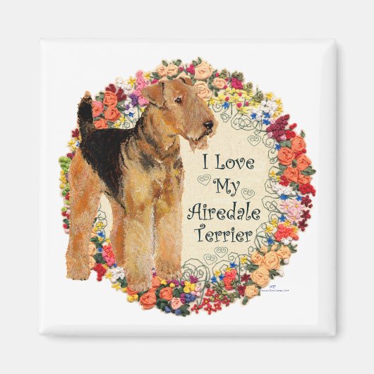 Aimant J'adore mon Airedale (Devant)