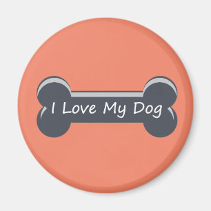 Aimant J'adore mon chien Os de chien