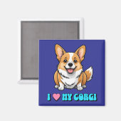 Aimant J'adore mon Corgi (Recto/Verso)