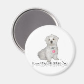 Aimant J'adore mon petit chien blanc - Maltese ! (Recto/Verso)