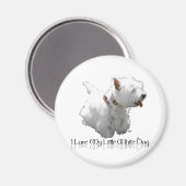 Aimant J'adore mon petit chien blanc - Westie (Recto/Verso)
